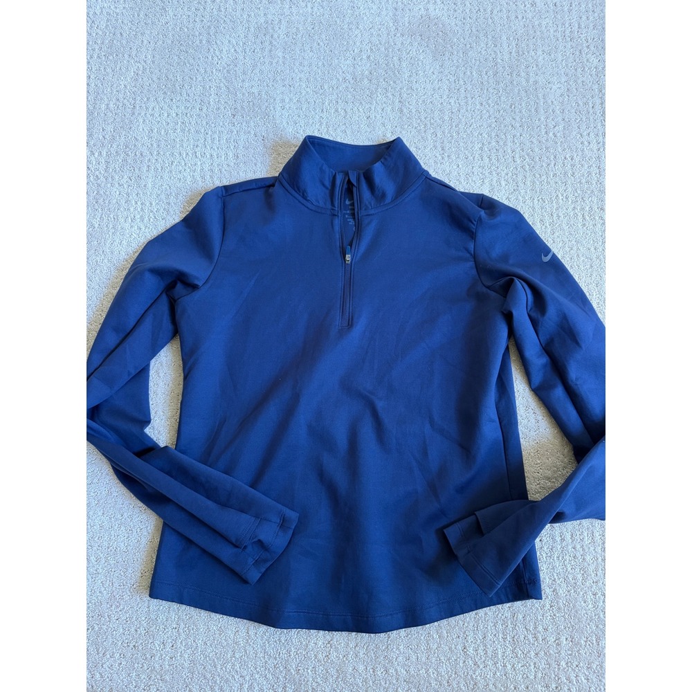 Nike One Therma-FIT Women M Navy Blue Buttery Soft Quarter Zip Mock Neck